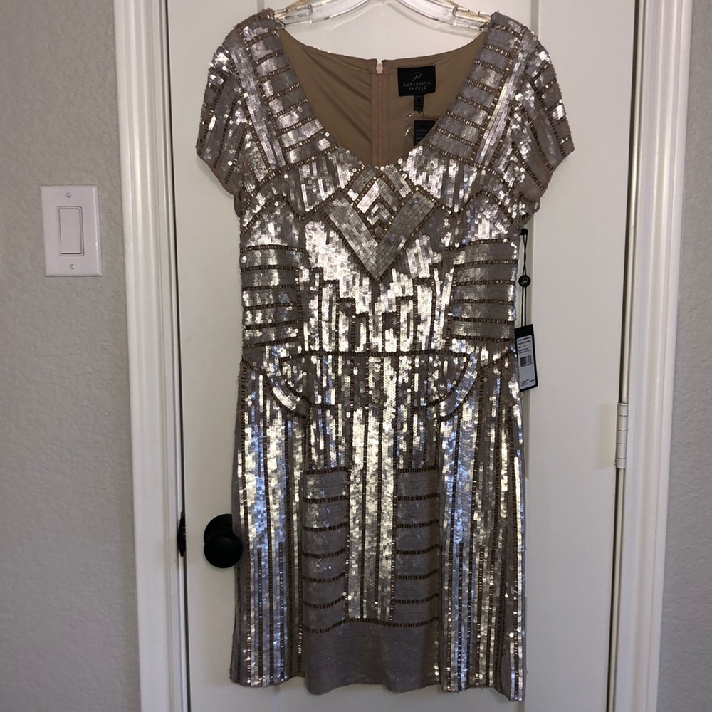 Adrianna Papell Short Beaded Dress